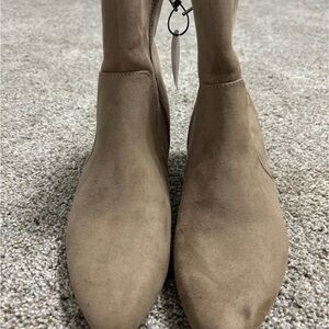 Faux-suede kitten heel ankle booties 7